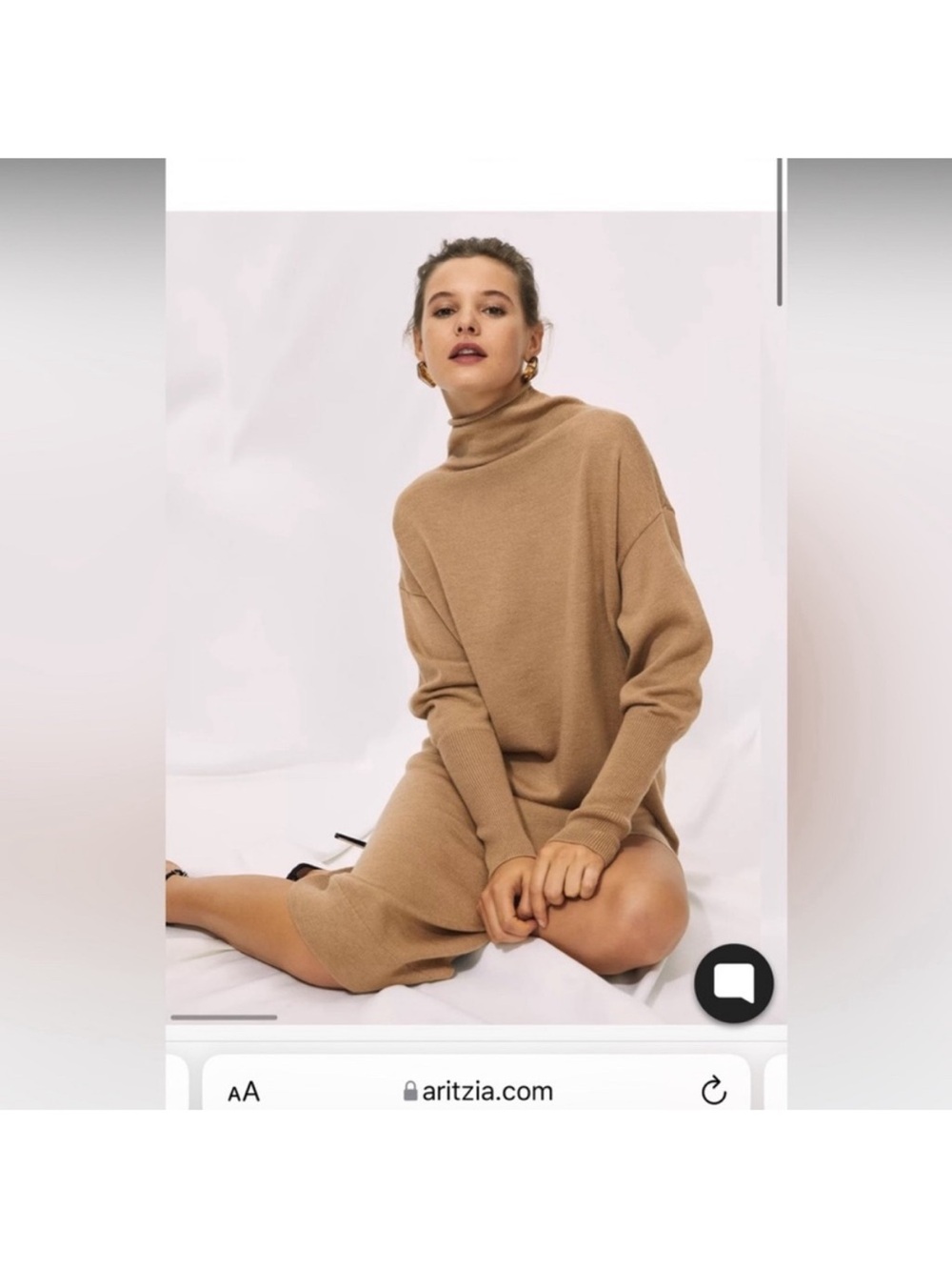 Aritzia Wilfred Camel Turtleneck Sweater Dress
